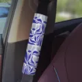 Housse d'épaule de ceinture de sécurité de voiture peinture à l'huile florale bleue détail. - A-33 Ceinture Florale 06