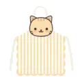 Gros plan de détail du tablier à motif chat mignon, tissu rayé jaune et ourlet festonné. - 65x75cm Adulte Épaissi Coton Lin / Tête d'Animal 4