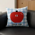 Korean style blue white plaid apple throw pillow cushion cover for living room sofa bedroom - Qinglan Apple / Double-Sided Print 35x35cm (Cover Without Core)