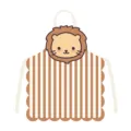 Close-up view of the cute cartoon lion head apron with brown vertical stripes and scalloped edges. - Cartoon Animal Head 5