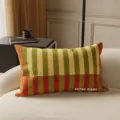 Retro Bauhaus Striped Throw Pillow Long Bolster Pillow for Sofa Bedside Living Room Decor - Bush Stripe Green (Long)