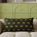Rectangular bow throw pillow with green pattern for living room sofa decor and cushion cover - 30x50cm (Without Core) / Black Bowknot
