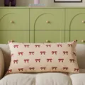 Retro bow pattern rectangular pillowcase, decorative cushion cover for living sofa room. - 30x50cm (Without Core) / Red Bowknot
