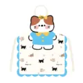 Close-up detail of the cute cartoon cat apron featuring scalloped blue border and sweet print. - Little Cat (Child Size) / 45x56cm