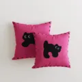 Close-up detail of pink dopamine style cat print decorative throw pillows with black accents - 35x35cm Pillowcase Without Core / Pink Circle Cat
