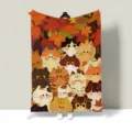 Cute autumn cats pattern flannel blanket cozy soft throw blanket for bed sofa nap travel - Style 3 / 100x70cm