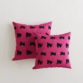 Cute dopamine pink and black cat print square throw pillow for sofa car and bedroom decor - 35x35cm Pillowcase Without Core / Pink Text Play Cat