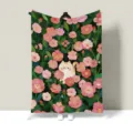 Cute cartoon cat floral flannel blanket soft cozy throw for dorm bed sofa nap blanket - Style 4 / 100x70cm