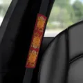 Car seat belt shoulder pad with cute tiger print, soft comfort protective cover for auto interior. - Daoxi Tiger 02 (Red)