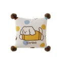 Cojín cuadrado con estampado de perrito y pompones esponjosos para decoración acogedora del sofá. - Estampado de Doble Cara 40x40cm (Fundas Sin Relleno) / Perro Simple Cartoon D pompón de café oscuro
