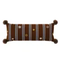 Lungo cuscino marrone con strisce blu, stelle e pompon per decorazione divano e letto. - Cane Semplice Cartoon E (Striscia Lunga) Pom-Pom Caffè Scuro