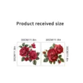 Red rose self-adhesive wall sticker detail showing product size and floral pattern. - Red Rose Style (KSC228A) / 2 Sheets Set
