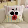 Cuscino decorativo con espressione buffa da cartone animato per divano letto e sedia ufficio. - Stampa Bifacciale 35x35cm (Copertura Senza Imbottitura) / Oou Salsiccia
