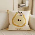 Joli coussin décoratif de fruits de dessin animé pour canapé salon housse douce - Impression Double Face 35x35cm (Housse Sans Rembourrage) / Serpent Poire