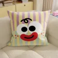 Simpatico cuscino con viso di cartone animato morbido copricuscino per divano casa. - Stampa Bifacciale 35x35cm (Copertura Senza Imbottitura) / Bocca di Salsiccia