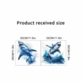 Detailed dimension view of underwater shark wall sticker showing product received size 30x30cm. - 3D Visual Shark Style (KSC228M) / 2 Sheets Set