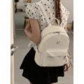 Mochila tejida blanca para mujer, bolsa escolar casual y mochila de viaje diaria SKU - Sin colgante / Blanco Roto