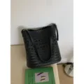 Bolso cubo trenzado negro para mujer bolso de hombro de cuero informal estilo veraniego - Negro