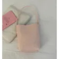 Minimalist pink leather bucket bag, chic single handle shoulder bag for casual daily wear. - No Pendant / Pink