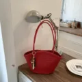 Borsa a spalla intrecciata rossa donna stile cestino chic nicchia borsa da lavoro - Charm / Rosso