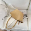 Borsa a spalla intrecciata da donna, elegante borsa di paglia da commuter per uso quotidiano. - Charm / Giallo