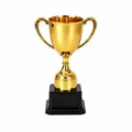 Golden award trophy cup with black base, 17.5cm height for ceremony competition event. - Style C