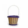 Hand-Woven Small Flower Basket Purple Natural Wicker Storage Basket with White Handle - 1 Piece / Purple