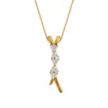 Minimalist geometric Y-shaped zirconia necklace pendant detail showcasing sparkling crystal stones. - Triangle Cross Bar Necklace / Gold