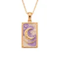 Tarot card pendant necklace made of stainless steel with moon design jewelry detail - Moon Dream Square Necklace
