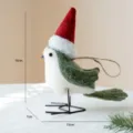 Christmas felt bird hanging decoration with Santa hat, cute holiday tree pendant ornament. - Style C Green
