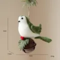 Christmas felt bird hanging ornament with jingle bell, green and white plush holiday decor. - Type B Green Velvet