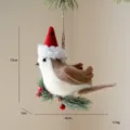 Christmas felt bird ornament with Santa hat, cute holiday tree hanging decoration pendant for decor. - Type A Coffee
