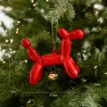 Red Balloon Dog Christmas Tree Ornament, Glossy Electroplated Holiday Hanging Decor Gift - Balloon Dog