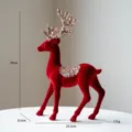 Red flocked Christmas reindeer decoration with sequin antlers and saddle for festive home decor. - 35cm Sequin Flocked Deer Ornament