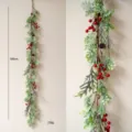 Christmas artificial red fruit pine vine garland 160cm festive hanging home decoration - Red Berry And Pine Cone Mixed Leaf Garland