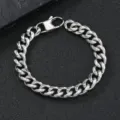 Men's Silver Cuban Link Chain Bracelet Stainless Steel Punk Hip-Hop Style Jewelry - 11mm Wide 21cm Bracelet