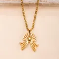 Elegant gold titanium steel bow pendant necklace, stylish jewelry accessory for women. - Bowknot Style(DZ-833)