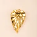 Gold leaf stainless steel DIY necklace pendant, polished metal ruffled charm accessory variant. - Leaf Style(DZ-653)