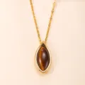 Collana con pendente in pietra naturale e acciaio inossidabile da donna elegante chic moda - DZ1254