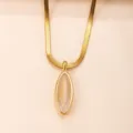 Collana con ciondolo pietra naturale marquise catena lisca pesce acciaio dorato - DZ1309