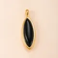 Ciondolo Pietra Nera Marchesa Placcato Oro In Acciaio Inossidabile Accessorio Gioiello DIY - DZ1307