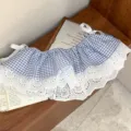 Extensor de falda a cuadros con encaje capas mini enagua cinta blanca verano estilo - Talla única / Bottoms / Cuadros Marino