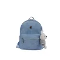Blue denim backpack for women stylish school bag with cute bear pendant and rhinestones. - Large (13369) / With Pendant / Denim Blue