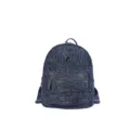 Stylish textured denim backpack for women, casual lightweight travel school bag with front pocket. - Large (13369) / Without Pendant / Dark Blue