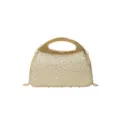 Sparkling rhinestone evening bag featuring a metal top handle and sleek chain strap for banquets. - Gold
