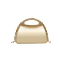 Gold acrylic evening clutch bag hard shell metal chain shoulder handbag for women stylish. - Gold