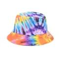 Vue détaillée de la texture du bob tie-dye vibrant, montrant un tissu coloré et des coutures. - M (56-58cm) / Teinture-Lien Double Face 20
