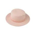 Klassischer rosa Strohhut mit Kette für Damen, flache Krempe Sommer Strand Sonnenhut Zubehör. - Kopfumfang 54-60cm / 05