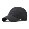 Classic black cotton baseball cap, soft top design, unisex casual plain duckbill hat. - Adjustable / Gray