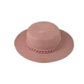 Rosa Strohhut für Damen mit Kettendetail, flache Krempe Sommer Strand Sonnenhut für Outdoor. - Kopfumfang 54-60cm / 15